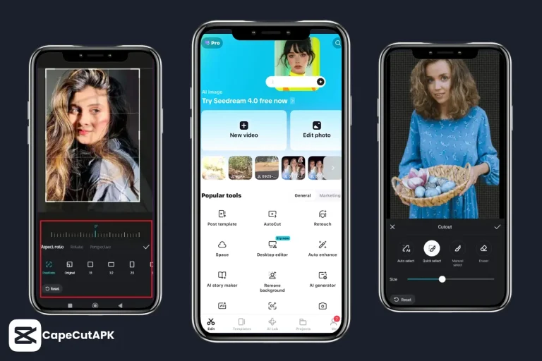 Capcut pro apk interface